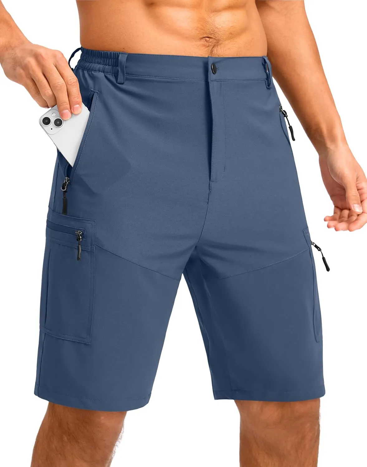 Pudolla Men's Hiking Shorts 11" Lightweight Cargo Work Shorts for Men Summer Travel Golf Casual Outdoor with 5 Pockets