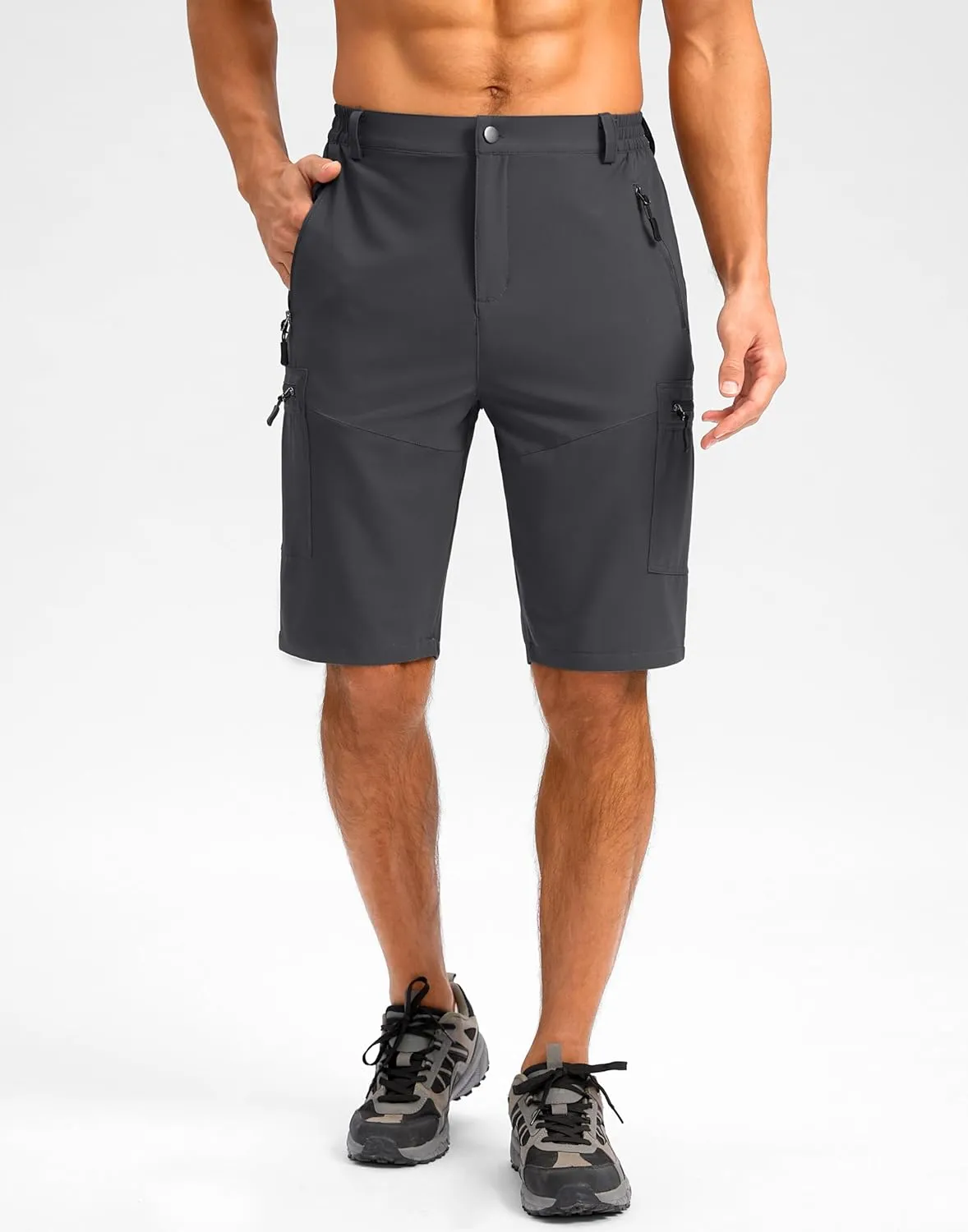 Pudolla Men's Hiking Shorts 11" Lightweight Cargo Work Shorts for Men Summer Travel Golf Casual Outdoor with 5 Pockets