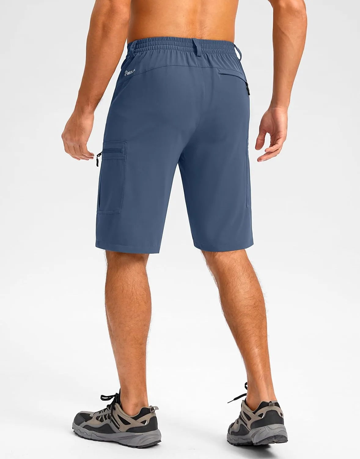 Pudolla Men's Hiking Shorts 11" Lightweight Cargo Work Shorts for Men Summer Travel Golf Casual Outdoor with 5 Pockets