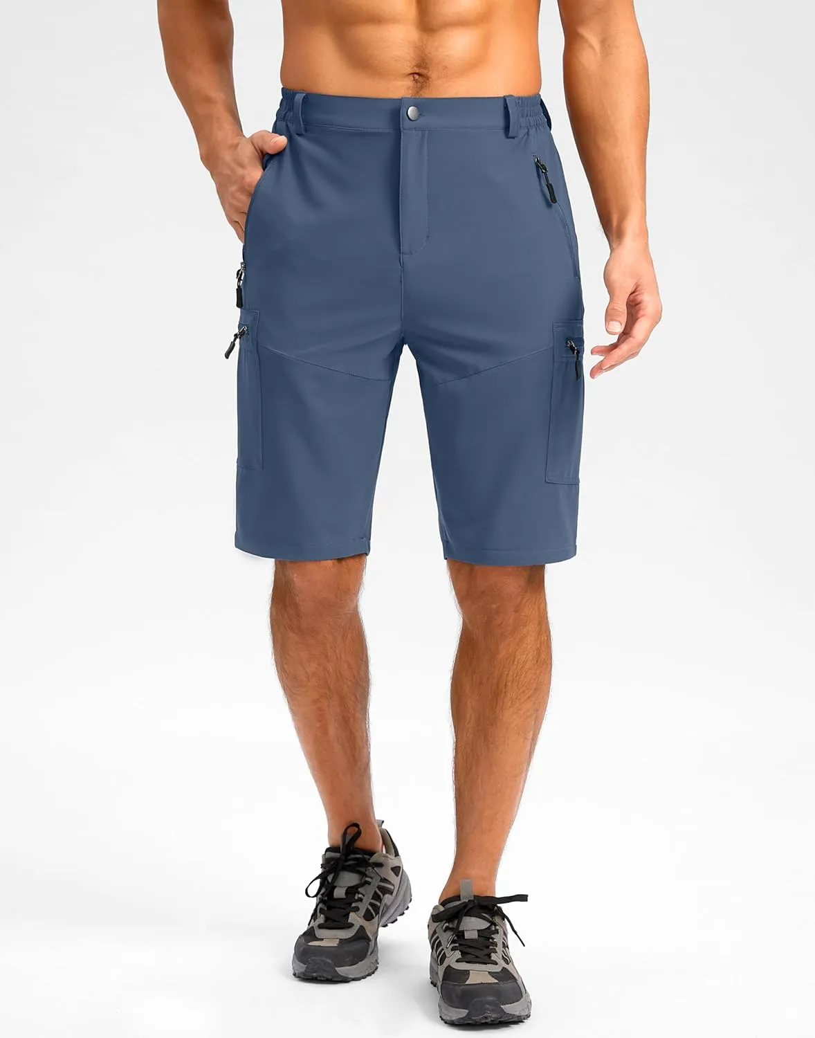 Pudolla Men's Hiking Shorts 11" Lightweight Cargo Work Shorts for Men Summer Travel Golf Casual Outdoor with 5 Pockets