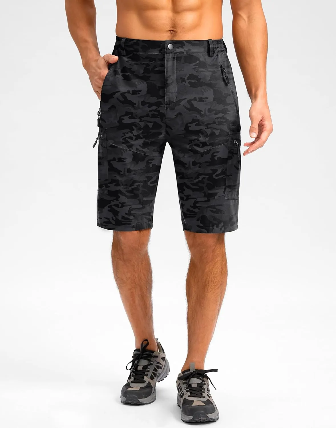 Pudolla Men's Hiking Shorts 11" Lightweight Cargo Work Shorts for Men Summer Travel Golf Casual Outdoor with 5 Pockets