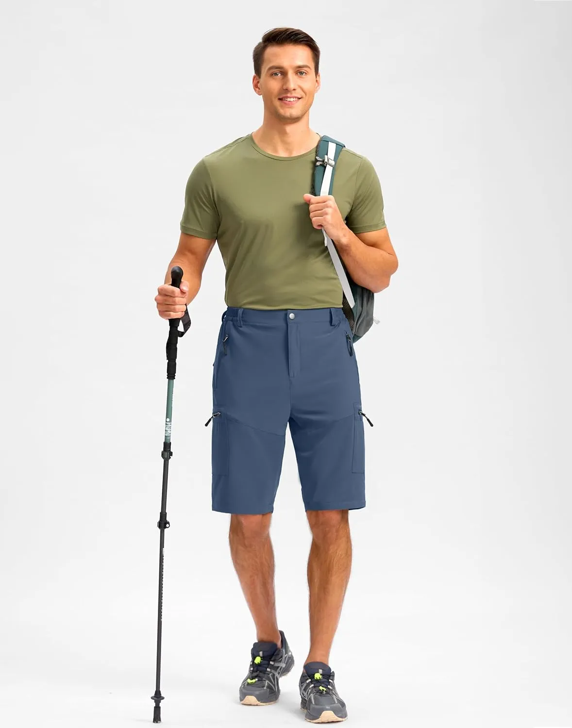 Pudolla Men's Hiking Shorts 11" Lightweight Cargo Work Shorts for Men Summer Travel Golf Casual Outdoor with 5 Pockets