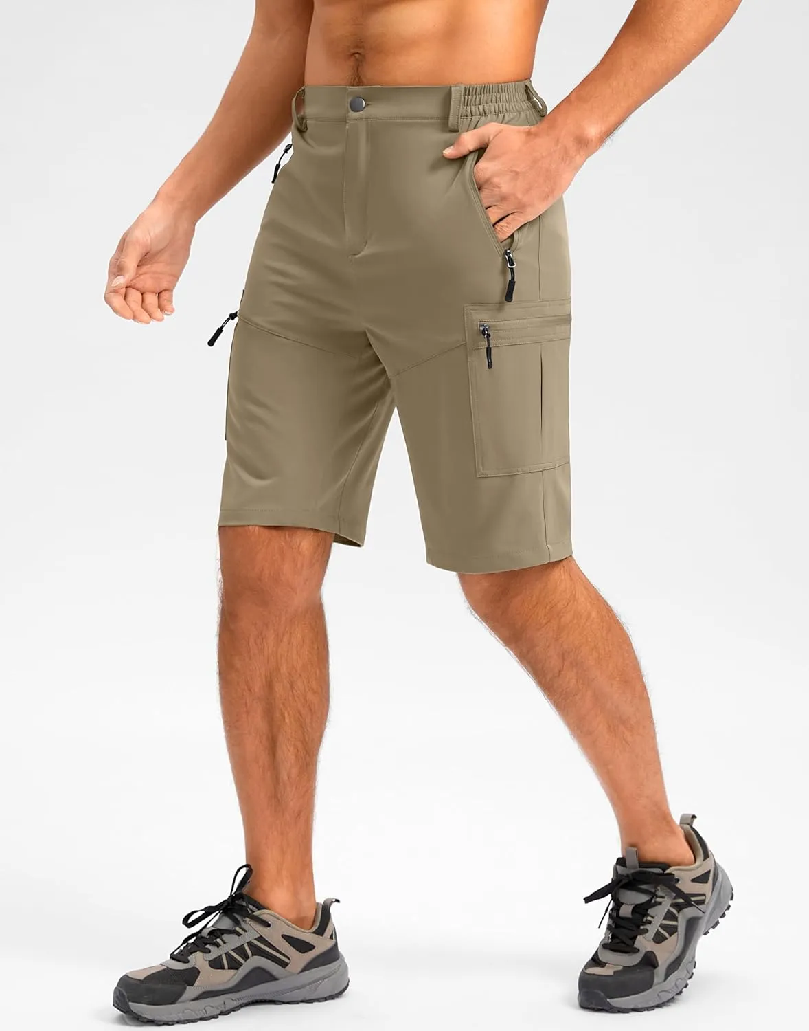 Pudolla Men's Hiking Shorts 11" Lightweight Cargo Work Shorts for Men Summer Travel Golf Casual Outdoor with 5 Pockets
