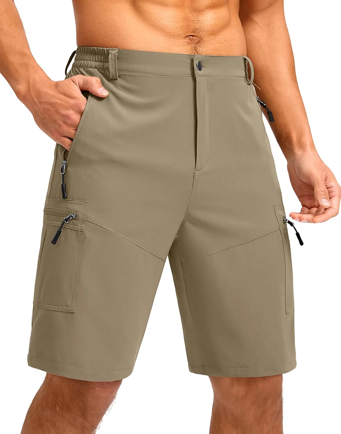 Pudolla Men's Hiking Shorts 11" Lightweight Cargo Work Shorts for Men Summer Travel Golf Casual Outdoor with 5 Pockets