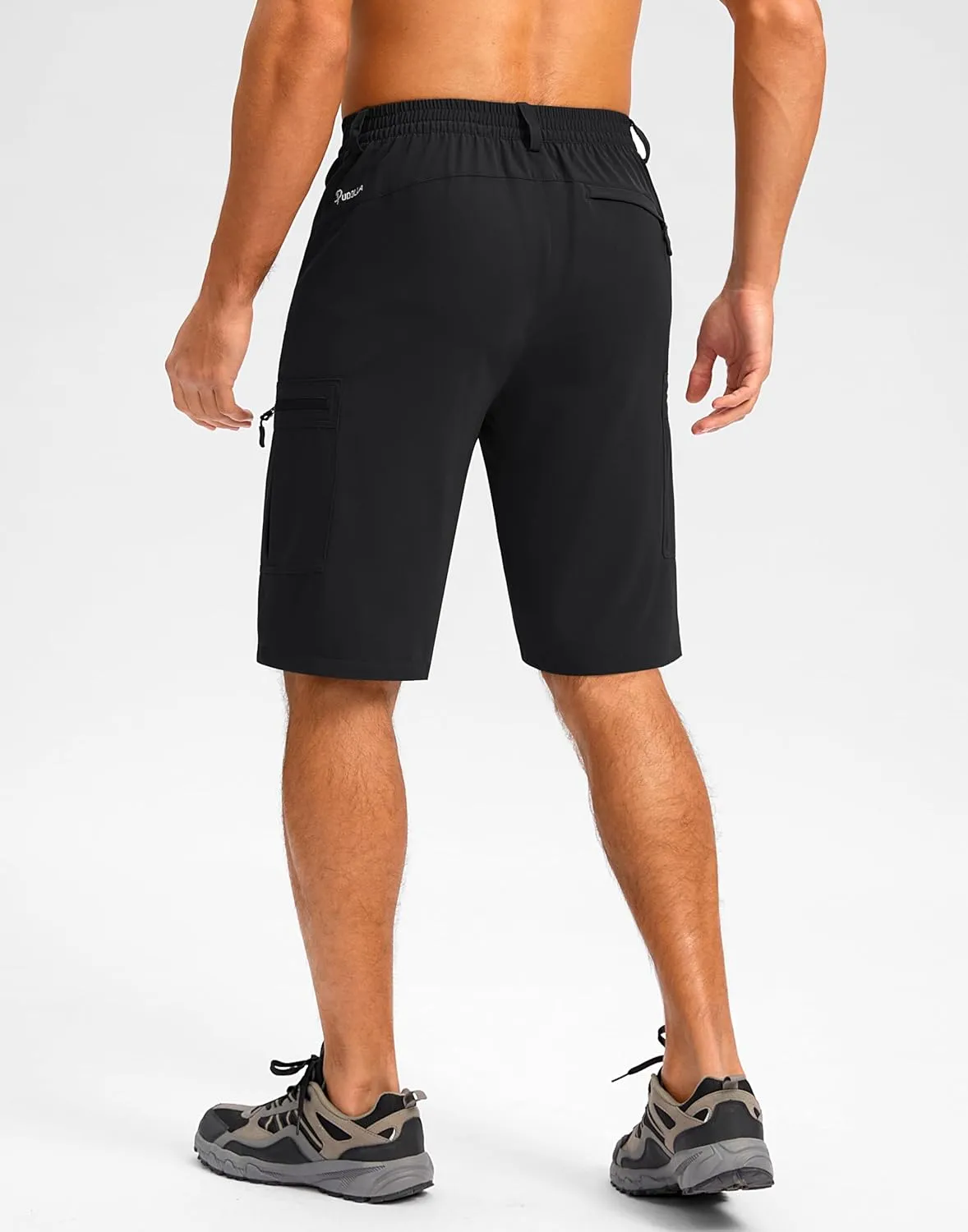 Pudolla Men's Hiking Shorts 11" Lightweight Cargo Work Shorts for Men Summer Travel Golf Casual Outdoor with 5 Pockets