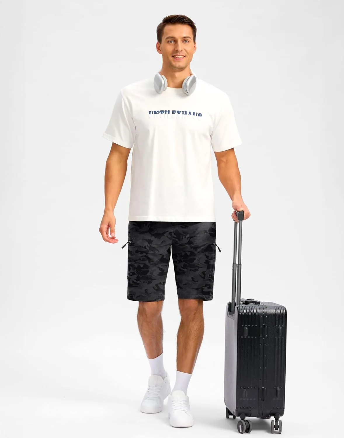 Pudolla Men's Hiking Shorts 11" Lightweight Cargo Work Shorts for Men Summer Travel Golf Casual Outdoor with 5 Pockets