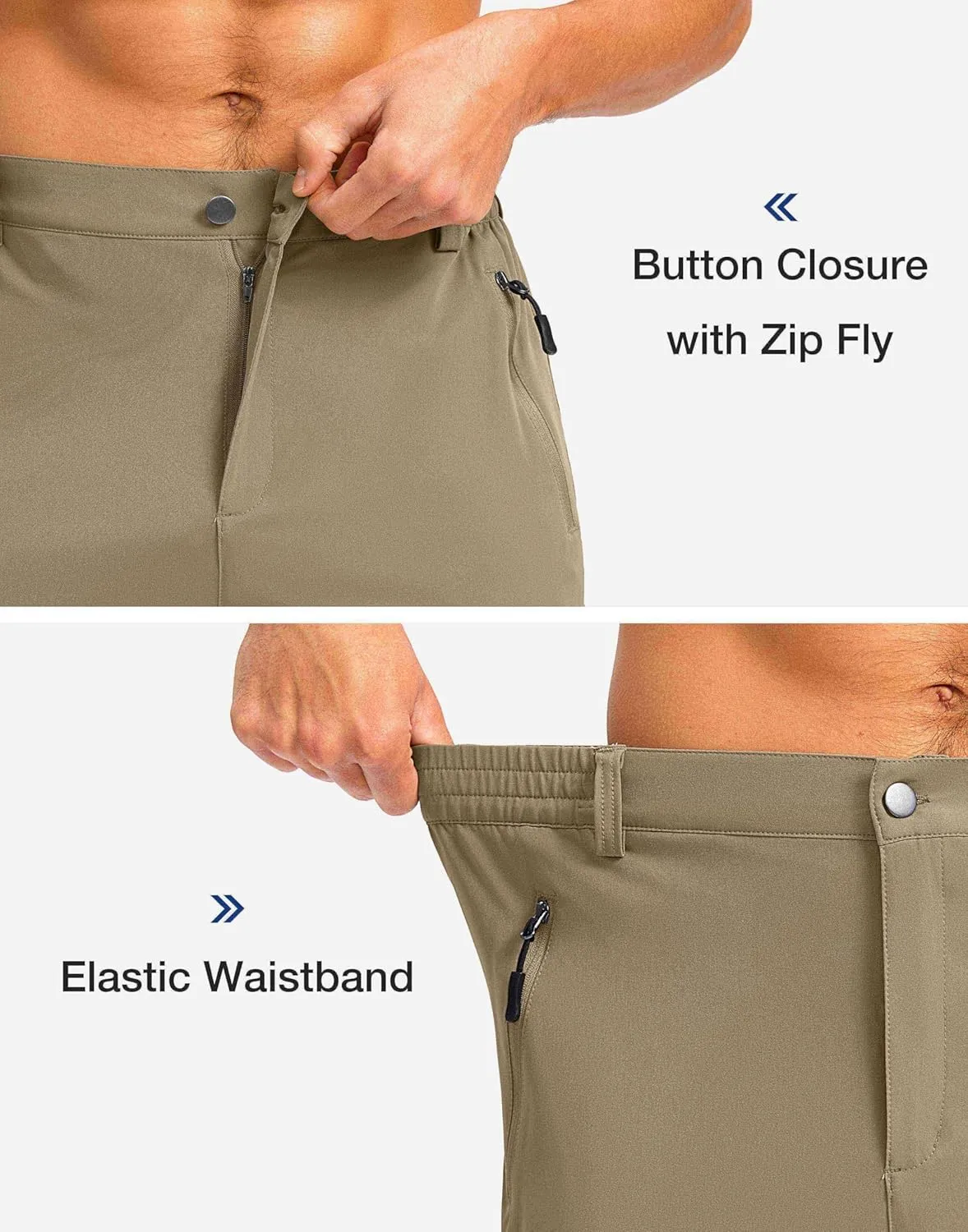 Pudolla Men's Hiking Shorts 11" Lightweight Cargo Work Shorts for Men Summer Travel Golf Casual Outdoor with 5 Pockets