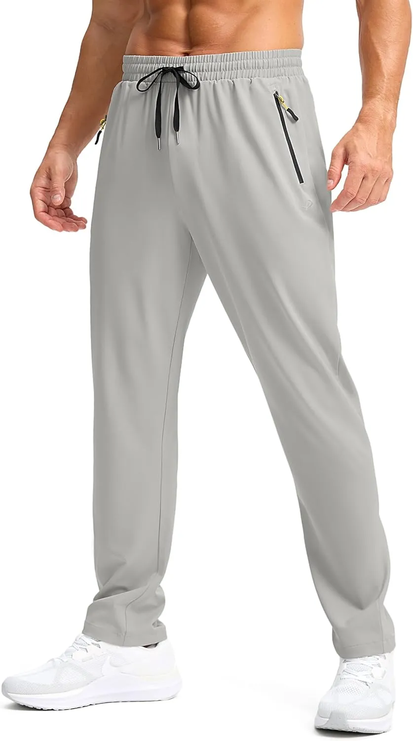 Pudolla Men's Lightweight Hiking Pants Quick-Dry Outdoor Sweatpants with Zipper Pockets for Casual Travel Athletic Workout