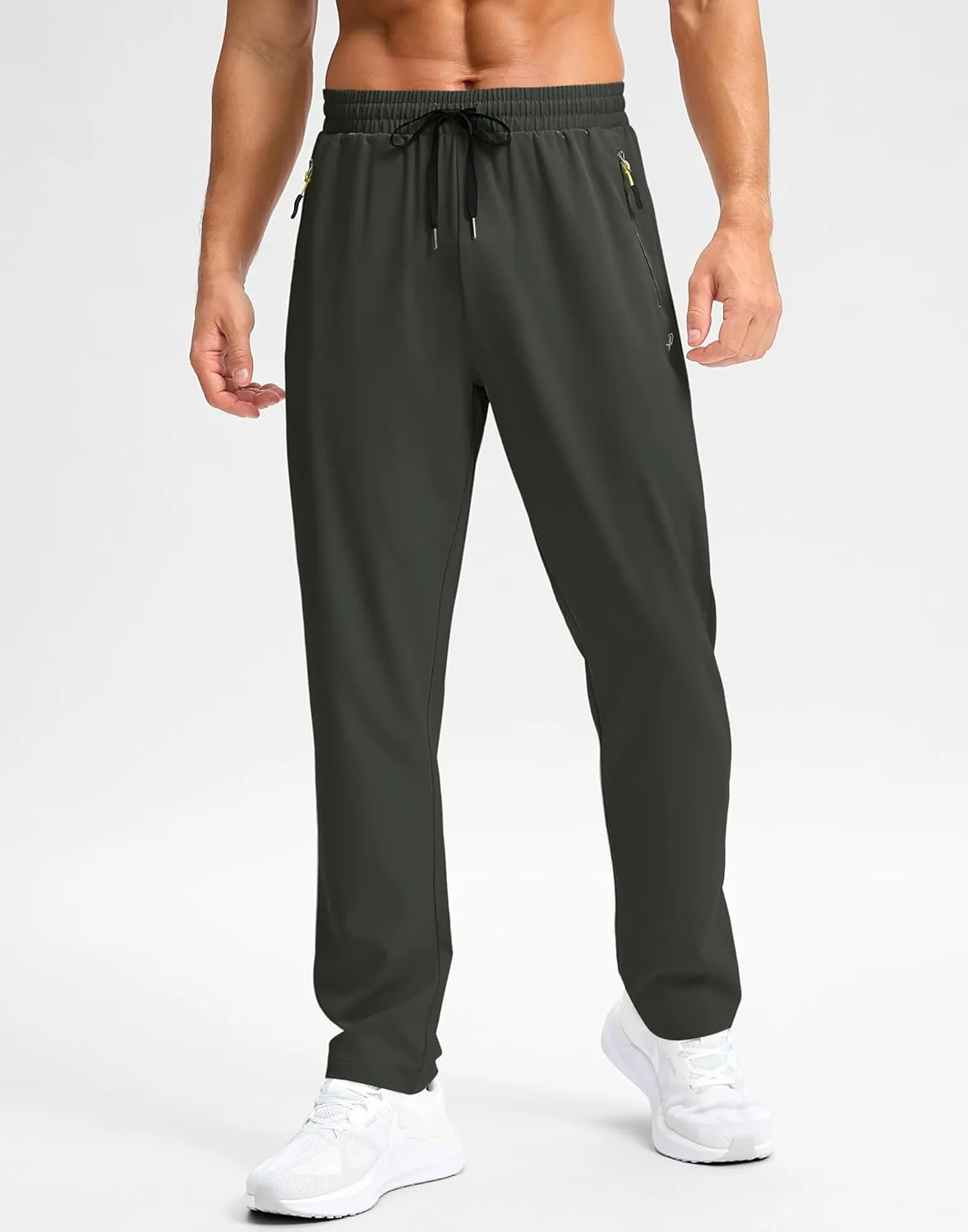 Pudolla Men's Lightweight Hiking Pants Quick-Dry Outdoor Sweatpants with Zipper Pockets for Casual Travel Athletic Workout
