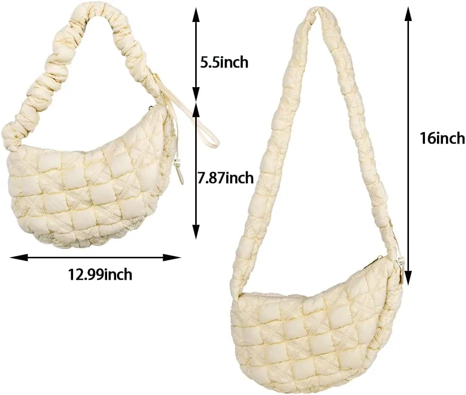 Puffer Bag Quilted Padded Tote Bags for Women Puffy Hobo Purse Lightweight Down Cotton Crossbody Shoulder Bag