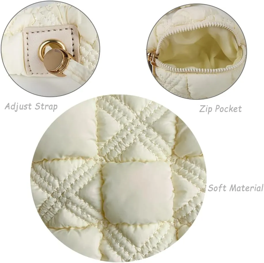 Puffer Bag Quilted Padded Tote Bags for Women Puffy Hobo Purse Lightweight Down Cotton Crossbody Shoulder Bag