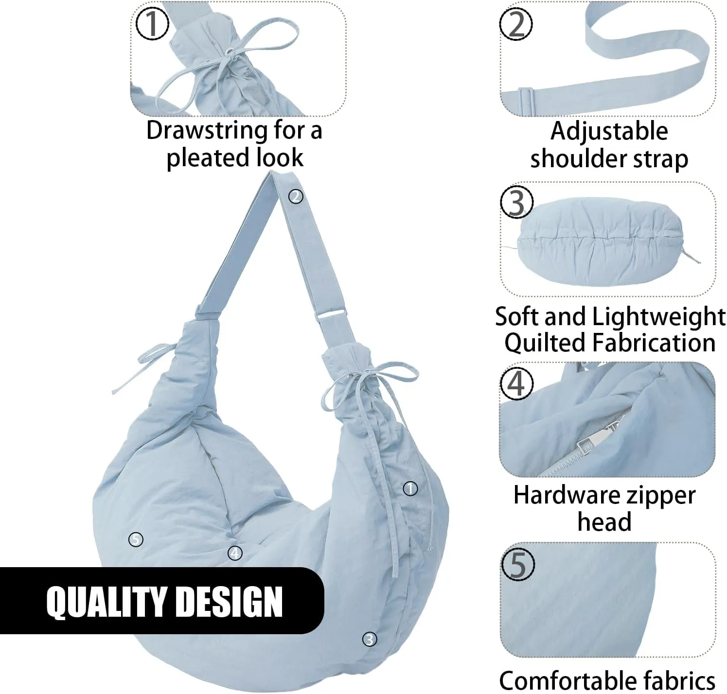 Puffer Tote Bag for Women,Oversized Nylon Soft Down Cotton Padding Bag Crossbody Shoulder Bag with Zipper