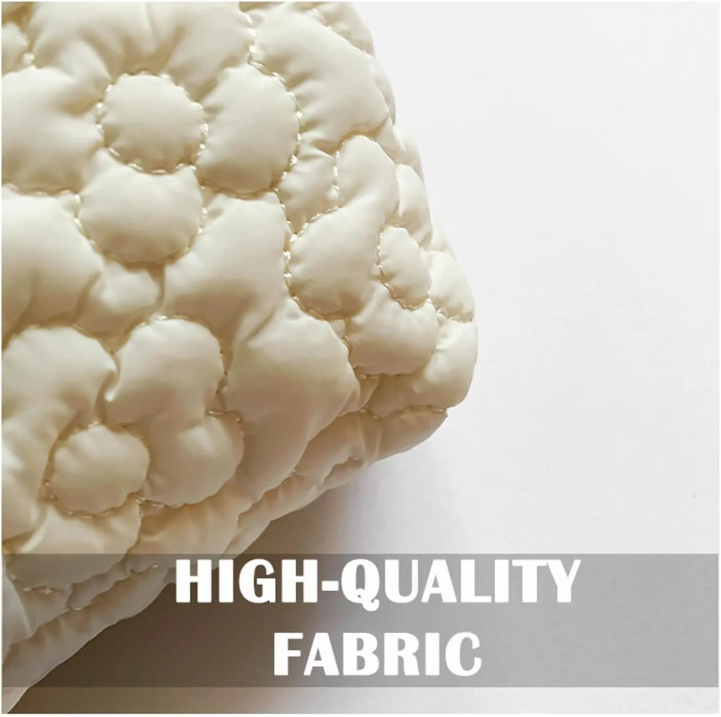 Puffy Quilted Makeup Bag for Women, Cosmetic Bag, Travel Toiletry Organizer Pouch Clutch (Orange Flowers)