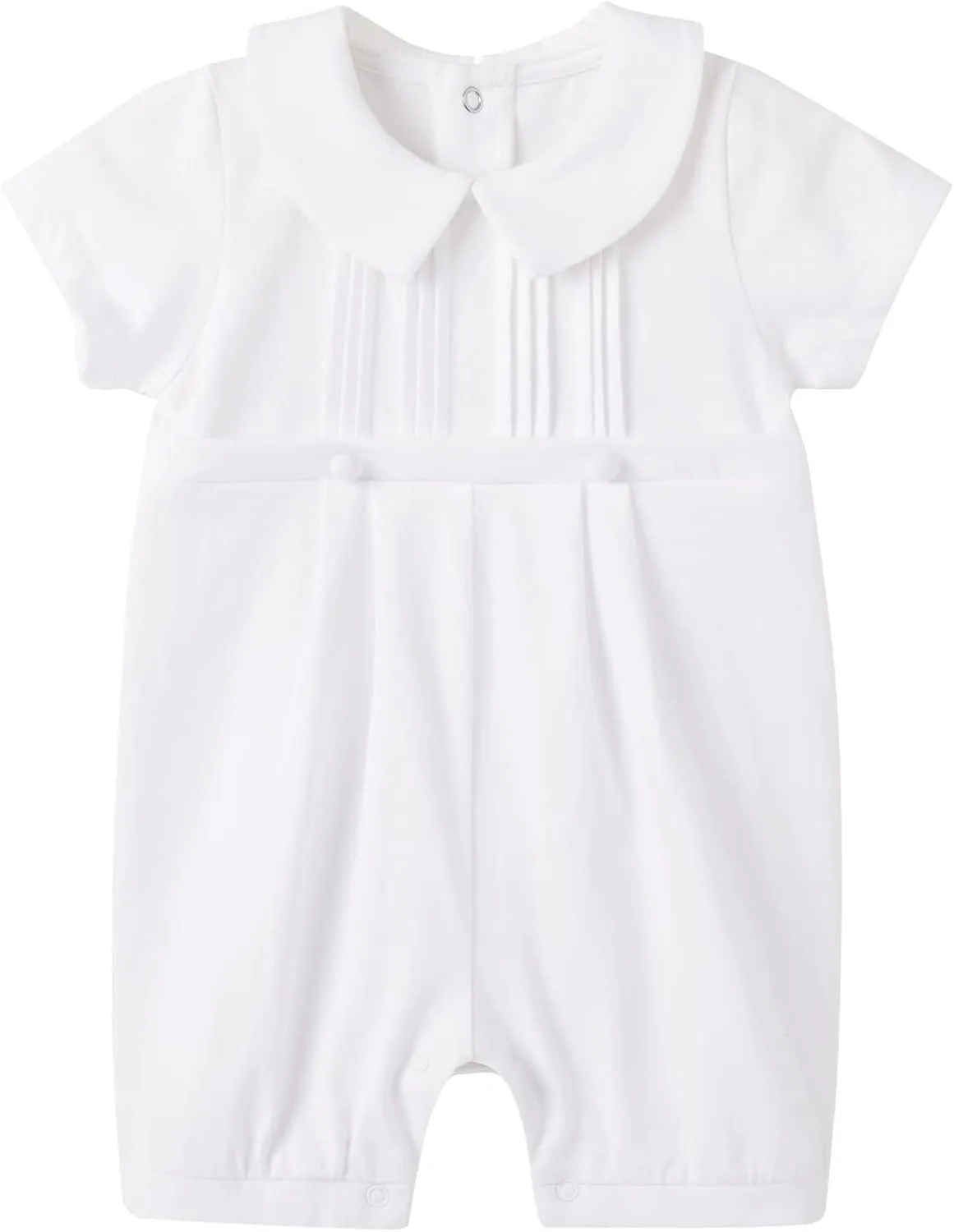 pureborn Unisex Baby Jumpsuit Infant Boys Girls Cotton Spring Fall Romper One-Piece Coverall Baptism Outfit White 0-24 Months