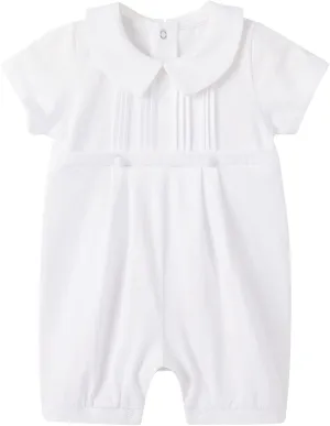 pureborn Unisex Baby Jumpsuit Infant Boys Girls Cotton Spring Fall Romper One-Piece Coverall Baptism Outfit White 0-24 Months