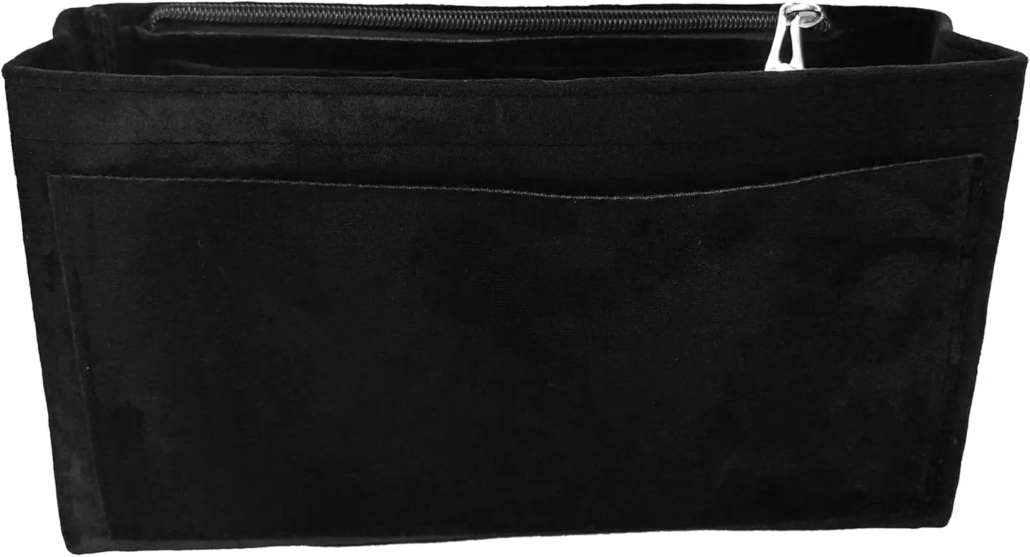 Purse Organizer Insert, Suede Bag Organizer Handbag Tote Shaper, Suede Material, Soft and Non Damaging Bag (Black, Slender Large)