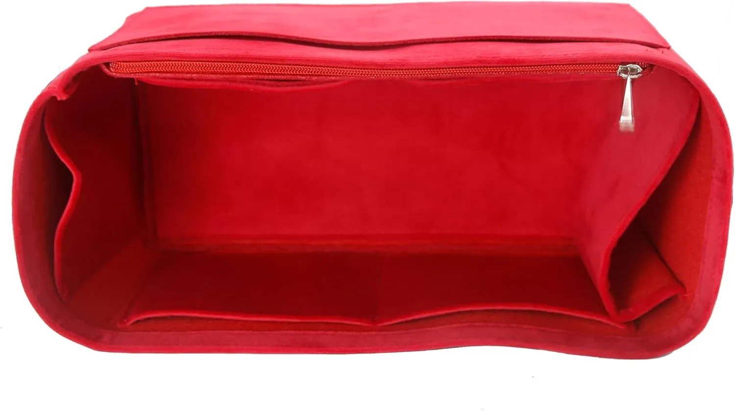 Purse Organizer Insert, Suede Bag Organizer Handbag Tote Shaper, Suede Material, Soft and Non Damaging Bag (Slender Large,Red)