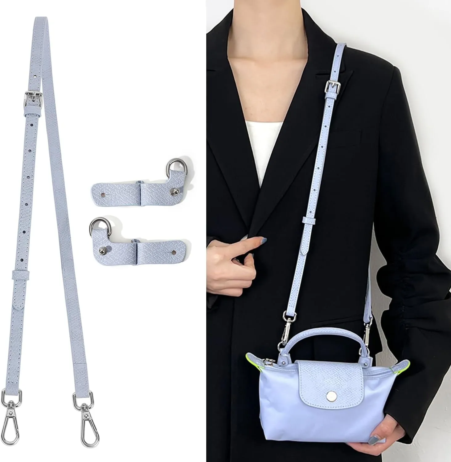 Purse Strap Leather Purse Crossbody Adjustable Shoulder Strap for Suitable for Long Champ Handbags