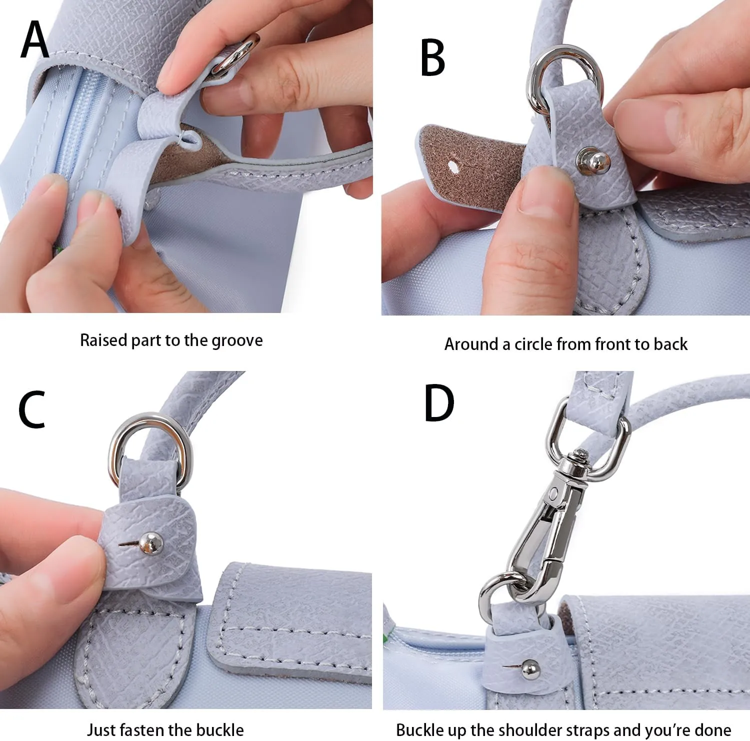 Purse Strap Leather Purse Crossbody Adjustable Shoulder Strap for Suitable for Long Champ Handbags