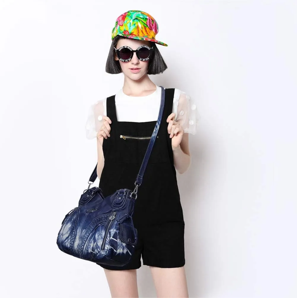 Purses and Handbags Women Fashion Tote Bag Shoulder Bags Top Handle Satchel Purses Washed Synthetic Leather Handbag
