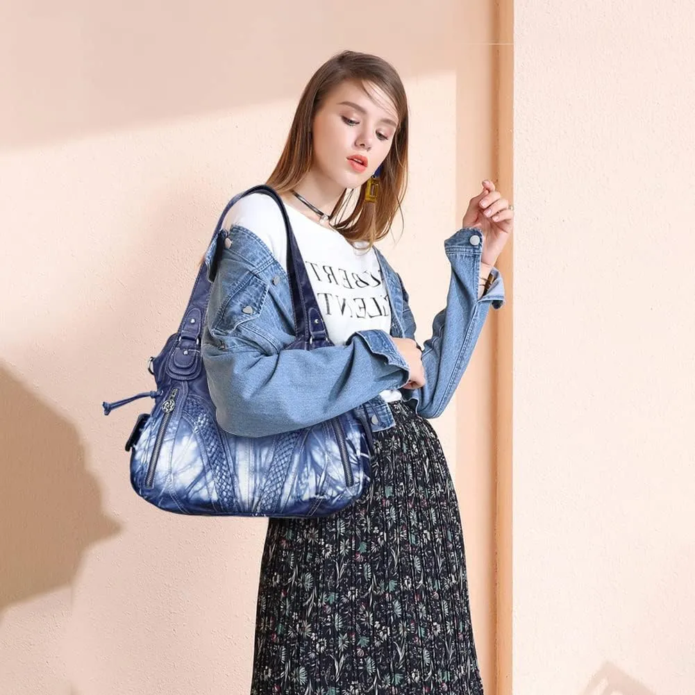Purses and Handbags Women Fashion Tote Bag Shoulder Bags Top Handle Satchel Purses Washed Synthetic Leather Handbag