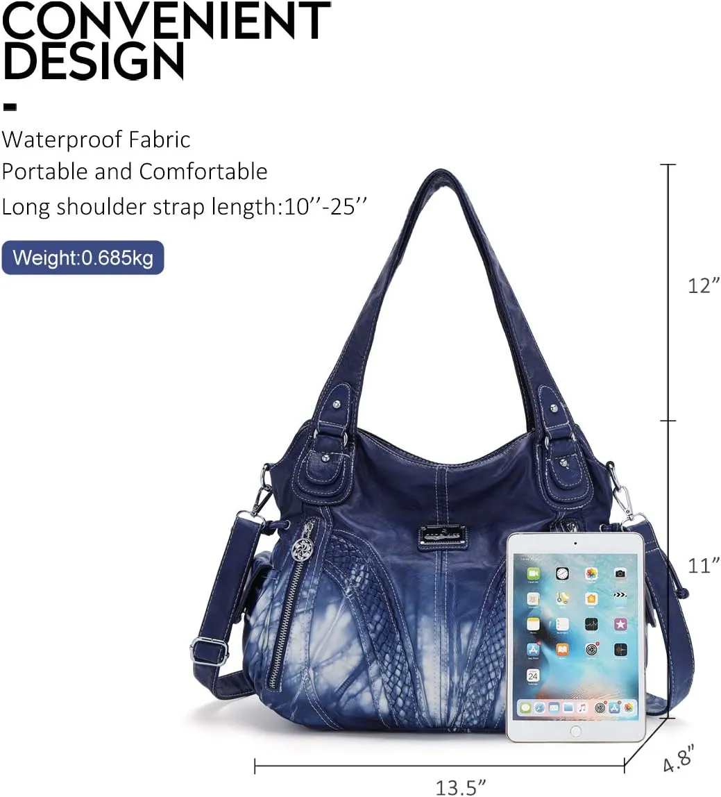 Purses and Handbags Women Fashion Tote Bag Shoulder Bags Top Handle Satchel Purses Washed Synthetic Leather Handbag