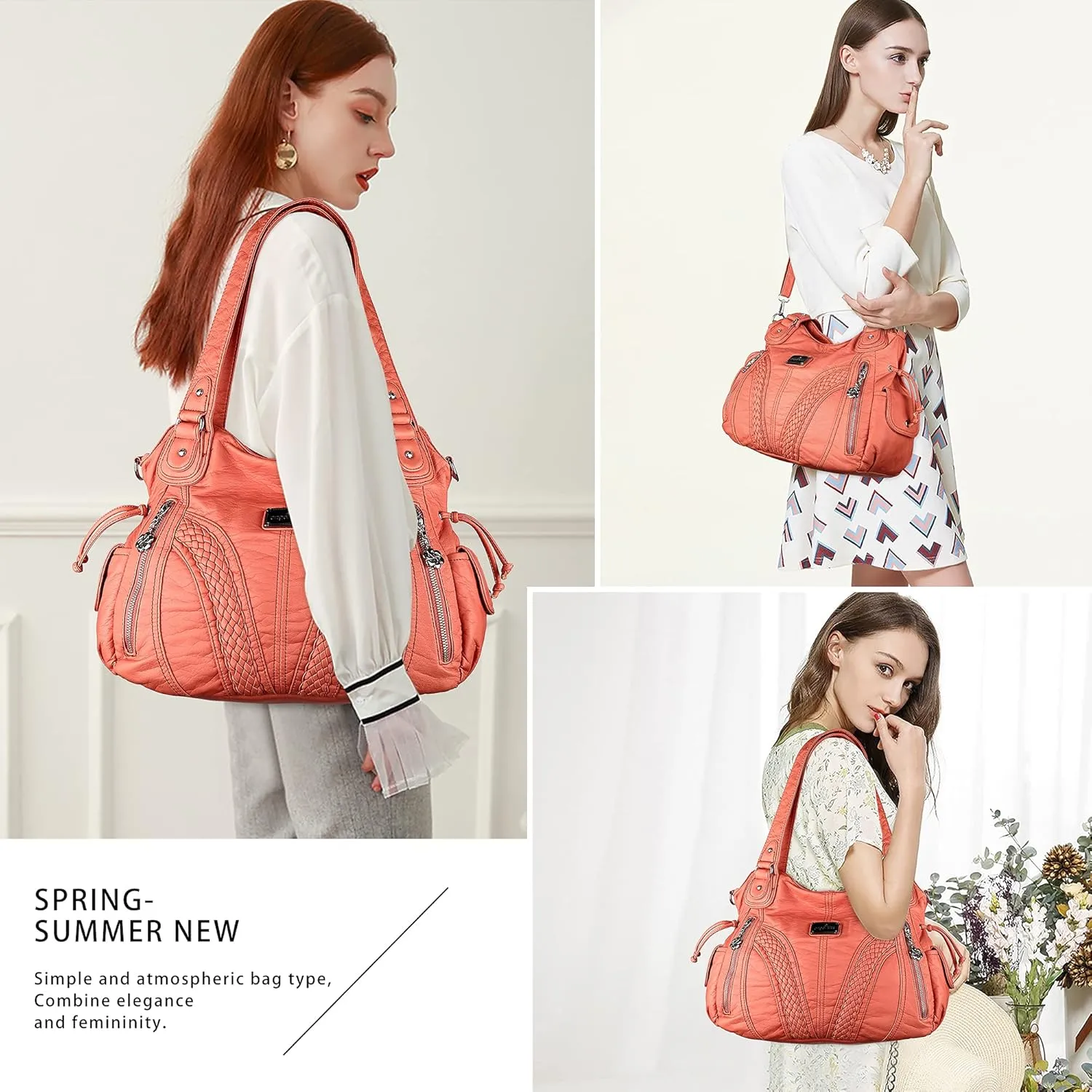 Purses and Handbags Women Fashion Tote Bag Shoulder Bags Top Handle Satchel Purses Washed Synthetic Leather Handbag