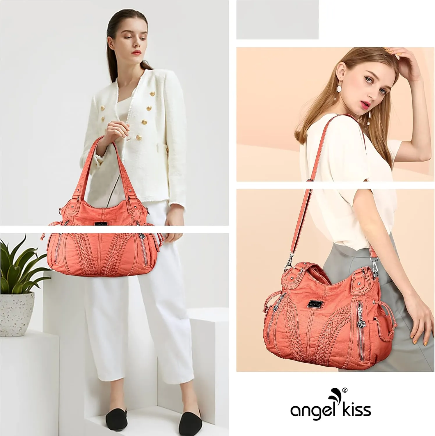 Purses and Handbags Women Fashion Tote Bag Shoulder Bags Top Handle Satchel Purses Washed Synthetic Leather Handbag