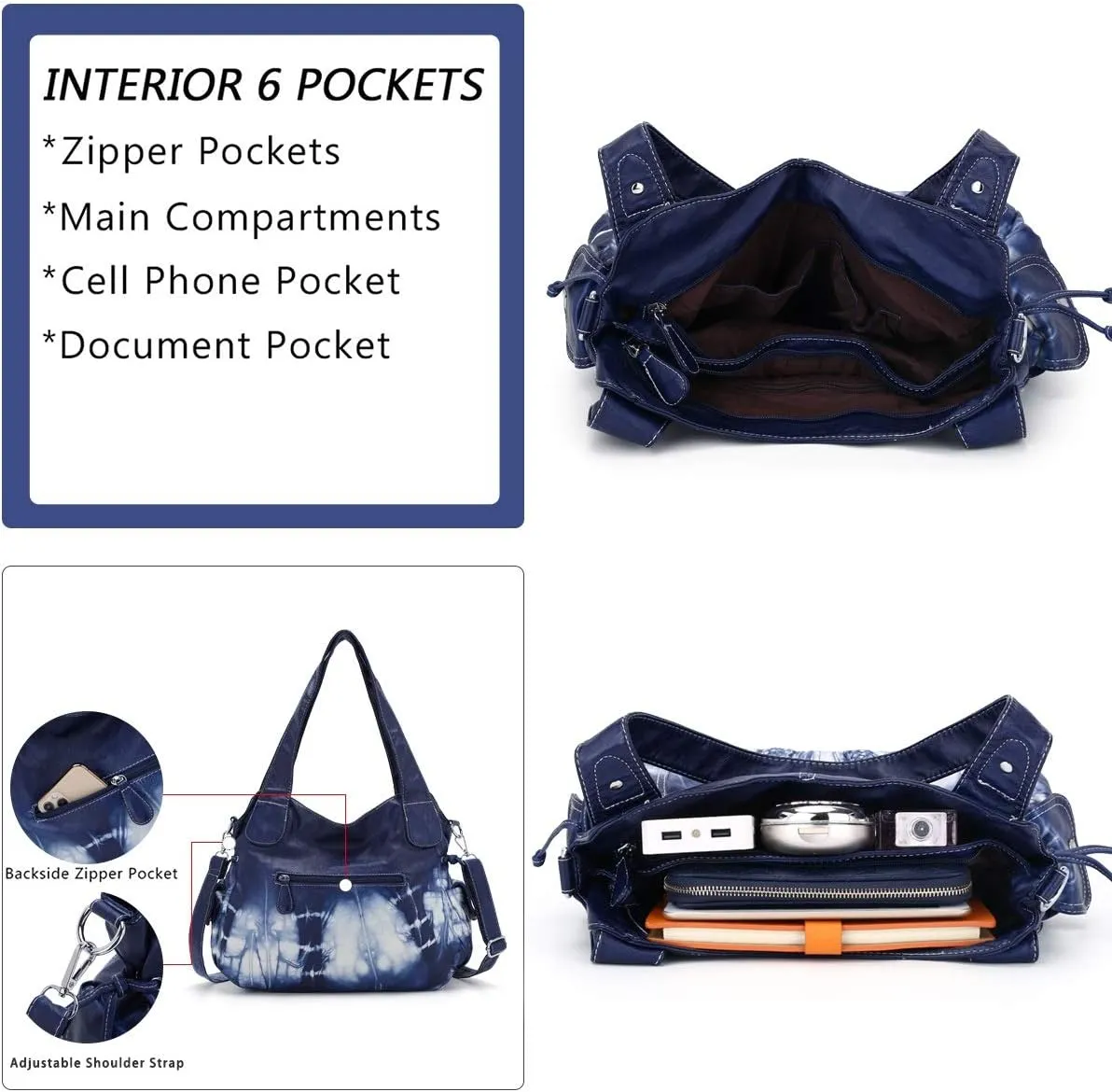 Purses and Handbags Women Fashion Tote Bag Shoulder Bags Top Handle Satchel Purses Washed Synthetic Leather Handbag