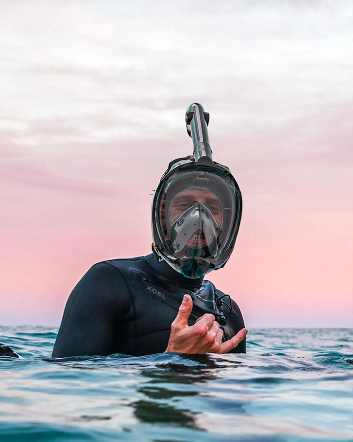 QingSong Full Face Snorkel Mask for Adults, Snorkeling Gear with Camera Mount, Foldable 180 Degree Panoramic View Snorkeling Set Anti-Fog Anti-Leak