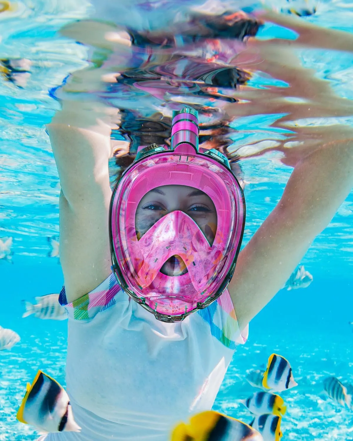 QingSong Full Face Snorkel Mask for Adults, Snorkeling Gear with Camera Mount, Foldable 180 Degree Panoramic View Snorkeling Set Anti-Fog Anti-Leak