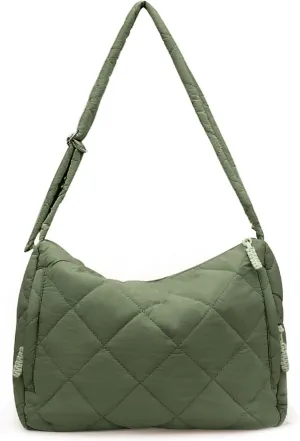 Quilted Puffer Tote Bags for Women, Puffy Crossbody Shoulder Handbags, Hobo Bag