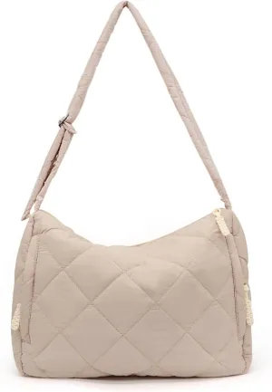 Quilted Puffer Tote Bags for Women, Puffy Crossbody Shoulder Handbags, Hobo Bag