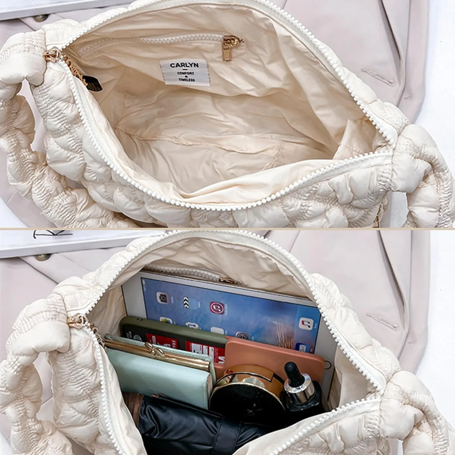 Quilted Shoulder Bag Puffer Handbag Crossbody Purse Padded Cloud Hobo Bag with Adjustable Strap