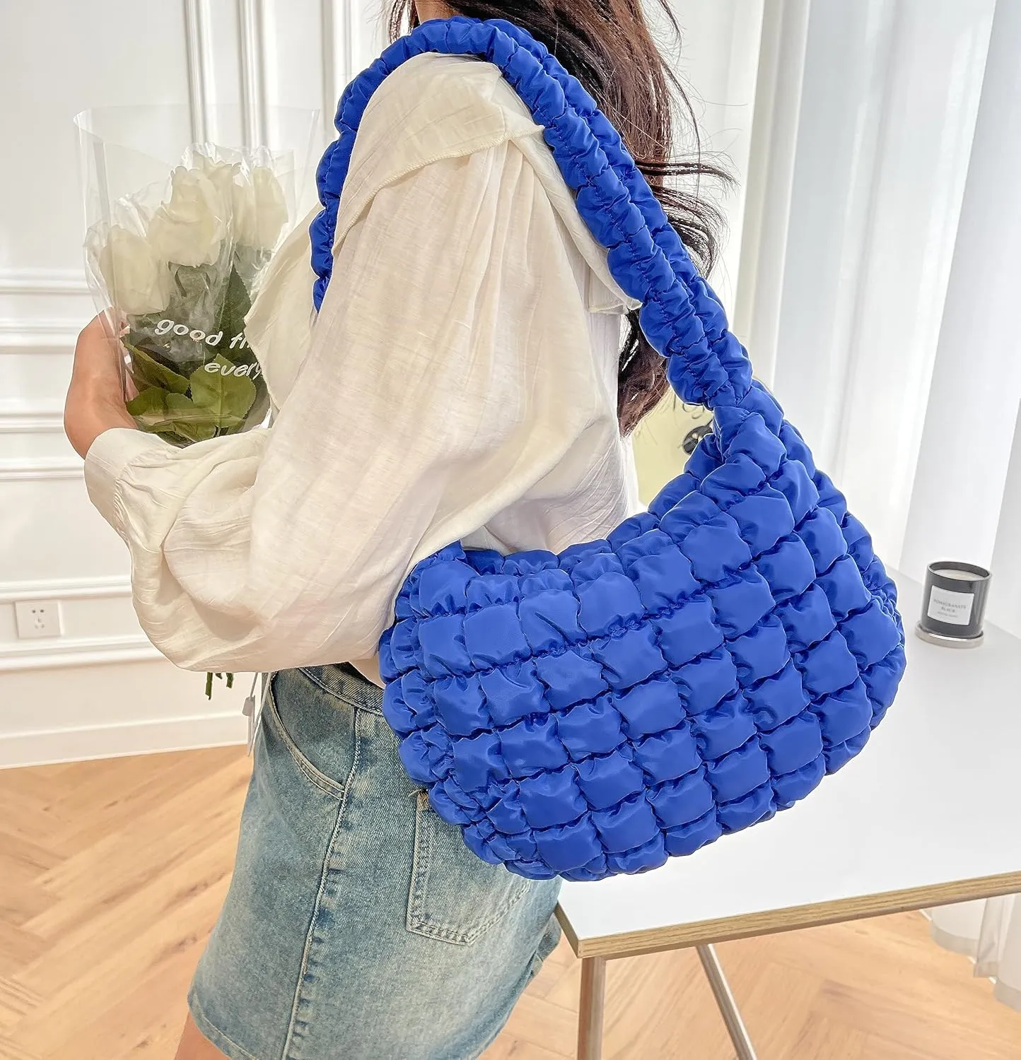 Quilted Tote Bag for Women Puffer Bag Lightweight Padding Shoulder Purse Hobo Bags Satchel Handbag Cloud Bags with Zip 2025