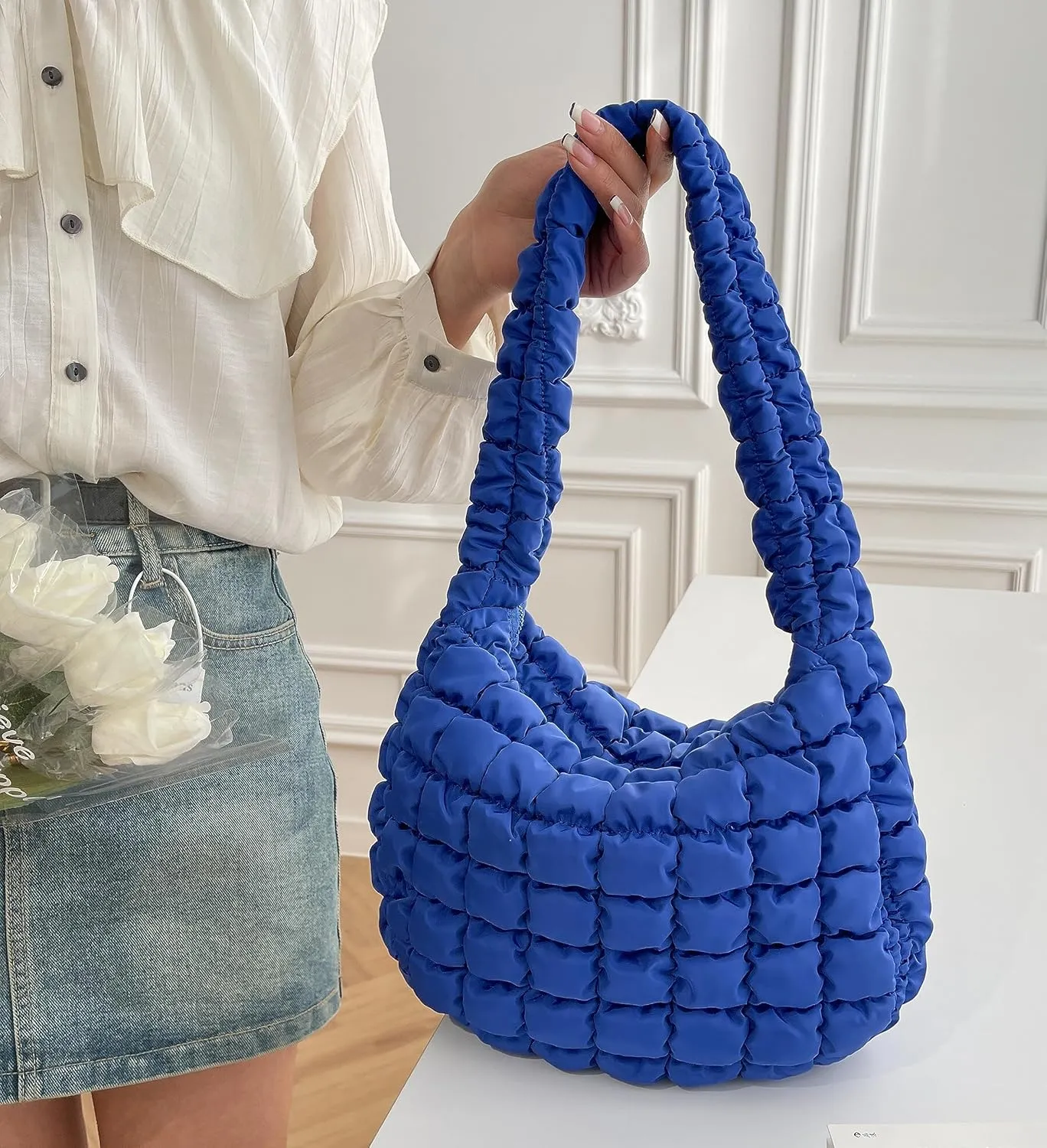 Quilted Tote Bag for Women Puffer Bag Lightweight Padding Shoulder Purse Hobo Bags Satchel Handbag Cloud Bags with Zip 2025