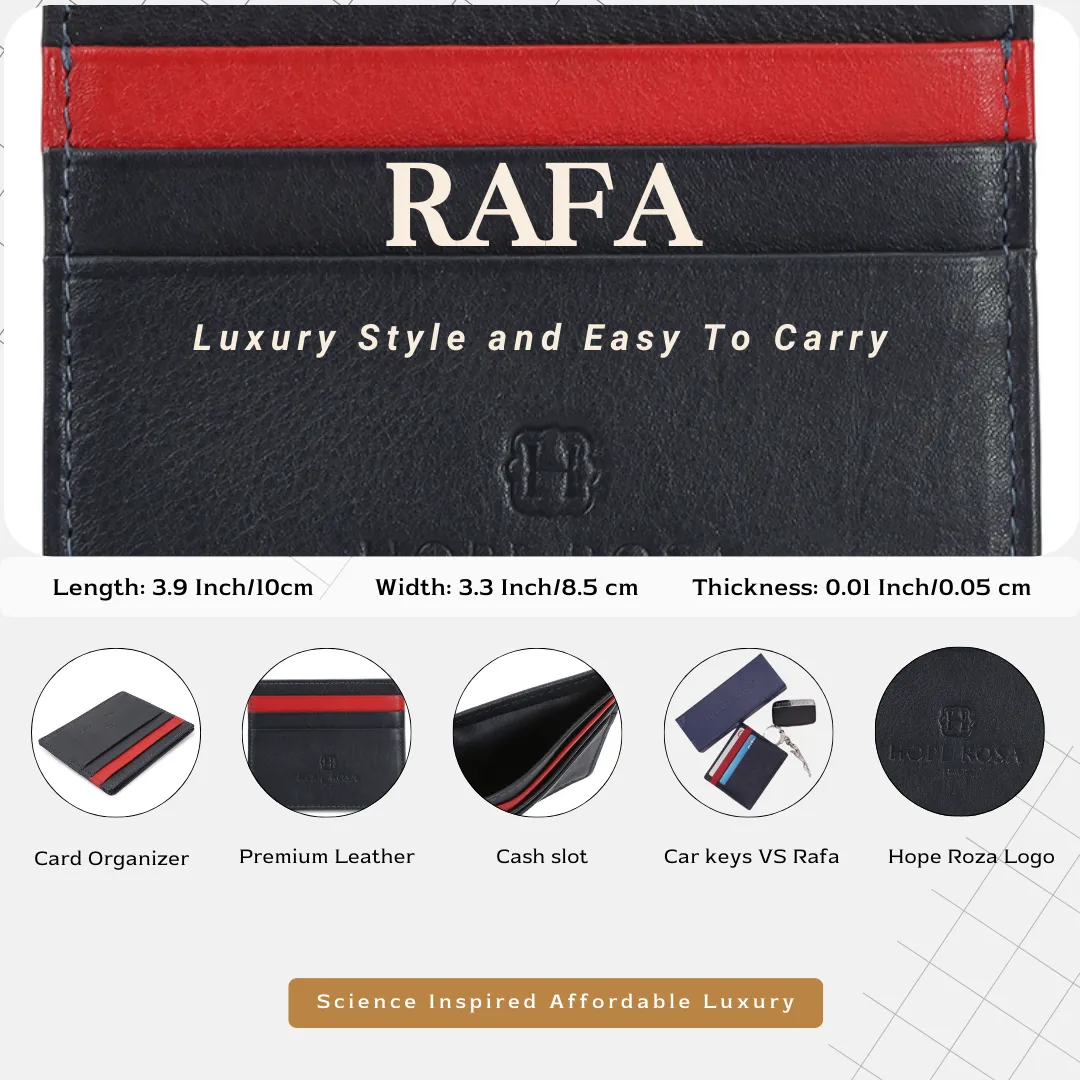 Rafa Leather Multi-Slot Card Holder/Wallet (Navy Blue)