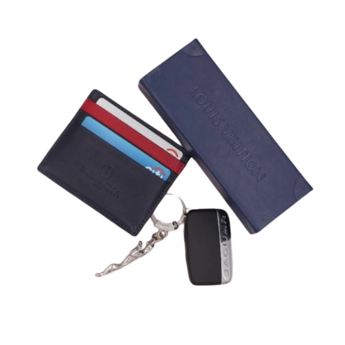 Rafa Leather Multi-Slot Card Holder/Wallet (Navy Blue)