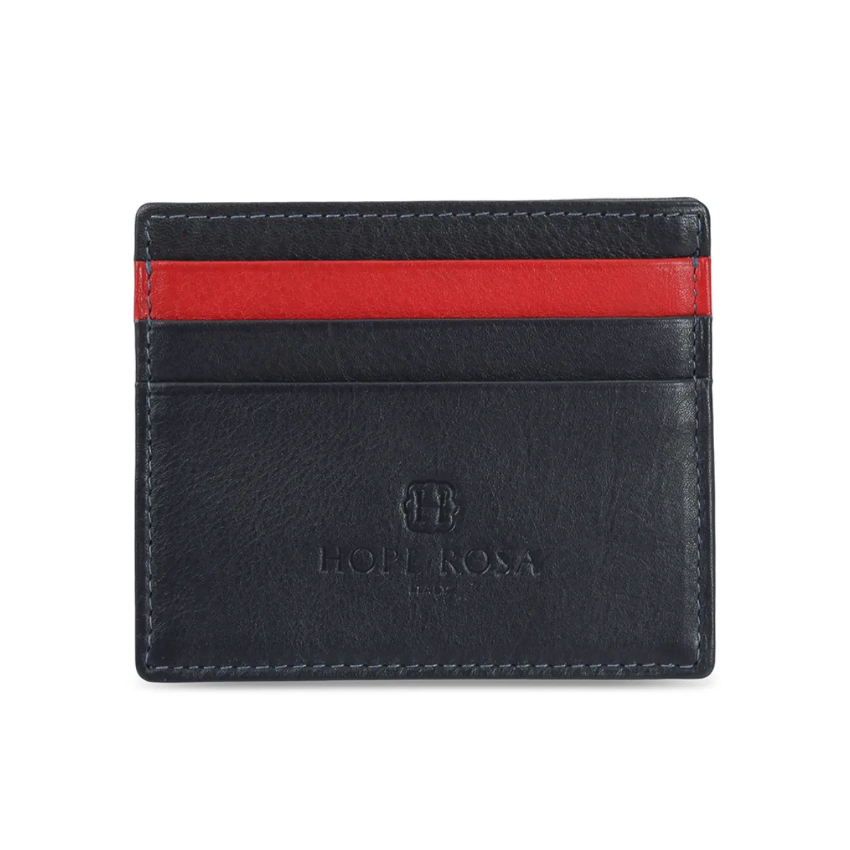 Rafa Leather Multi-Slot Card Holder/Wallet (Navy Blue)