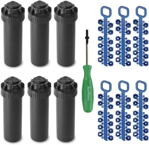 Rain-bird 5000 Series Rotor Sprinkler Head - 5004 PC Model, Adjustable 40-360 Degree Part-Circle, 4 Inch Pop-Up Lawn Sprayer Irrigation System - 25 to 50 Feet Water Spray Distance (Y54007) (6 Pack)