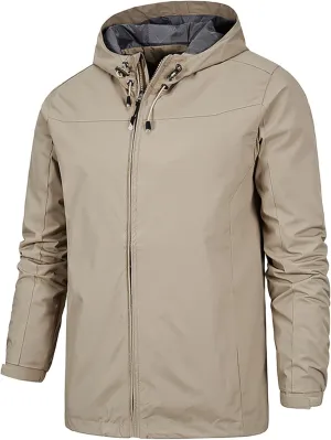 Rain Jacket for Men Lightweight Waterproof Windbreaker Shell Jacket Raincoat with Hood for Hiking Travel Outdoor