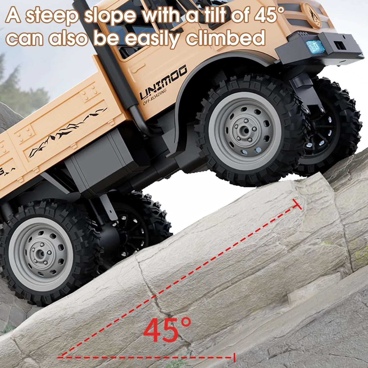 RC Military Truck, 1:16 Scale Remote Control Car with Camera, All Terrain RC Rock Crawler Off-Road RC Truck, 2.4GHz Army Transport Vehicle with Rechargeable Battery for Kids Adults, Beige