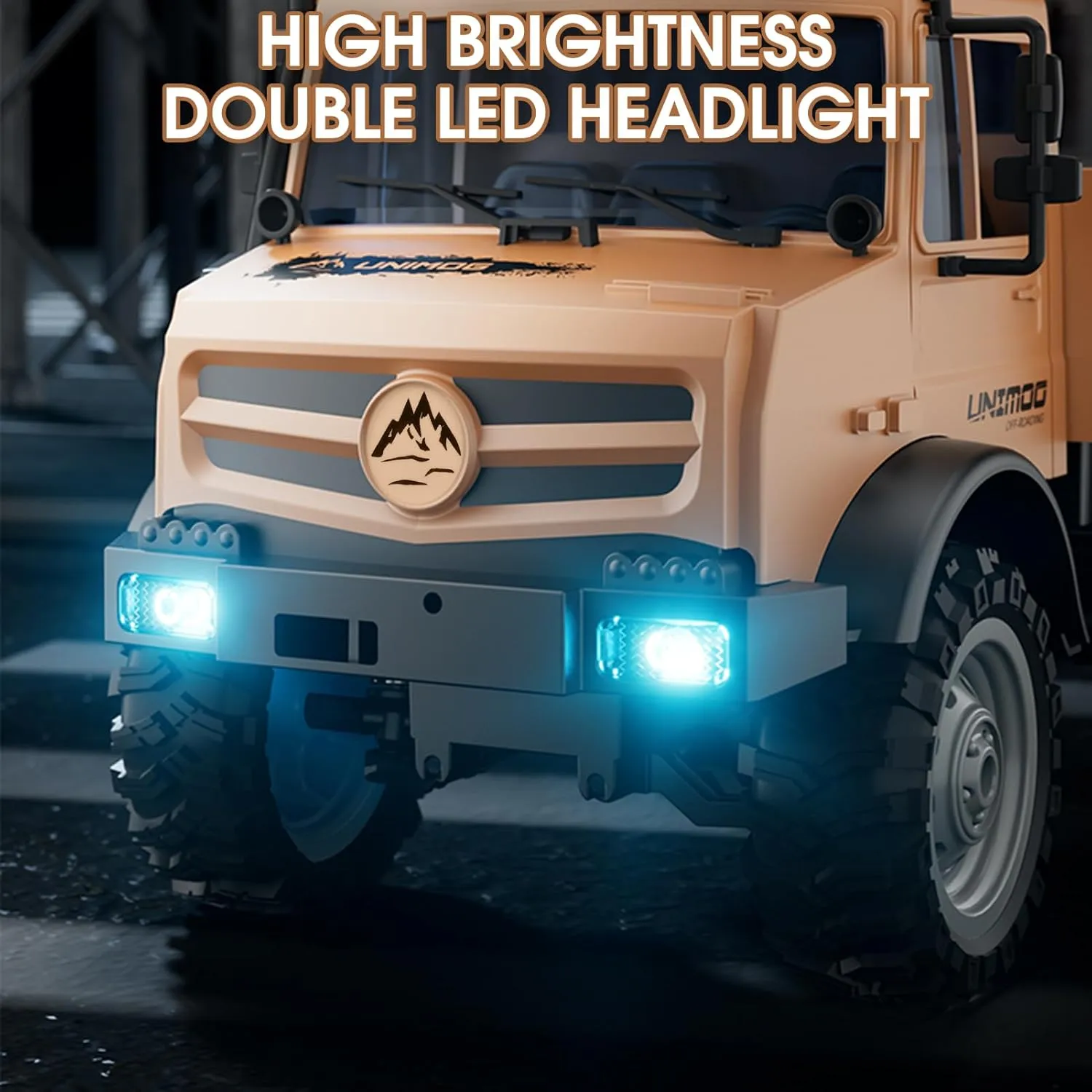 RC Military Truck, 1:16 Scale Remote Control Car with Camera, All Terrain RC Rock Crawler Off-Road RC Truck, 2.4GHz Army Transport Vehicle with Rechargeable Battery for Kids Adults, Beige