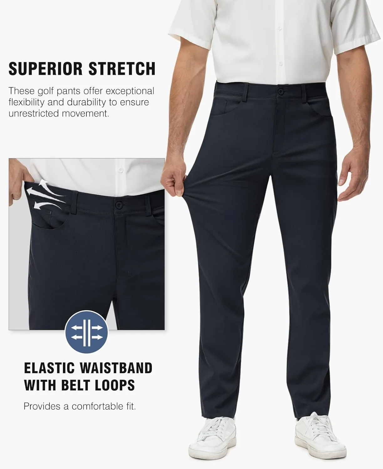 Rdruko Men's Golf Stretch Pants Casual Slacks Lightweight Business Quick Dry Dress Work Trousers