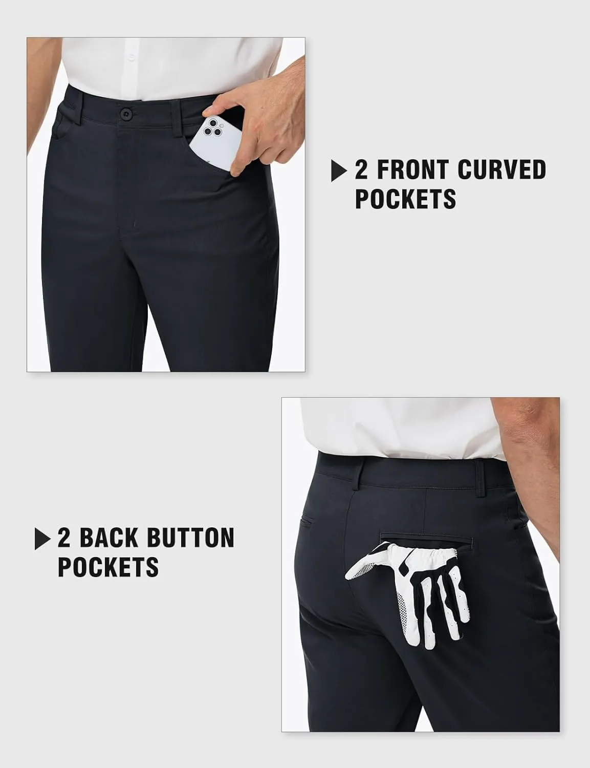 Rdruko Men's Golf Stretch Pants Casual Slacks Lightweight Business Quick Dry Dress Work Trousers