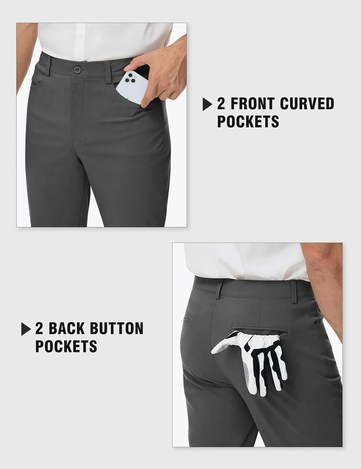 Rdruko Men's Golf Stretch Pants Casual Slacks Lightweight Business Quick Dry Dress Work Trousers