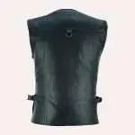 Real Black Sheepskin Classic Style V-Neck Hunting Waistcoat with Side Belts & Multiple Pockets