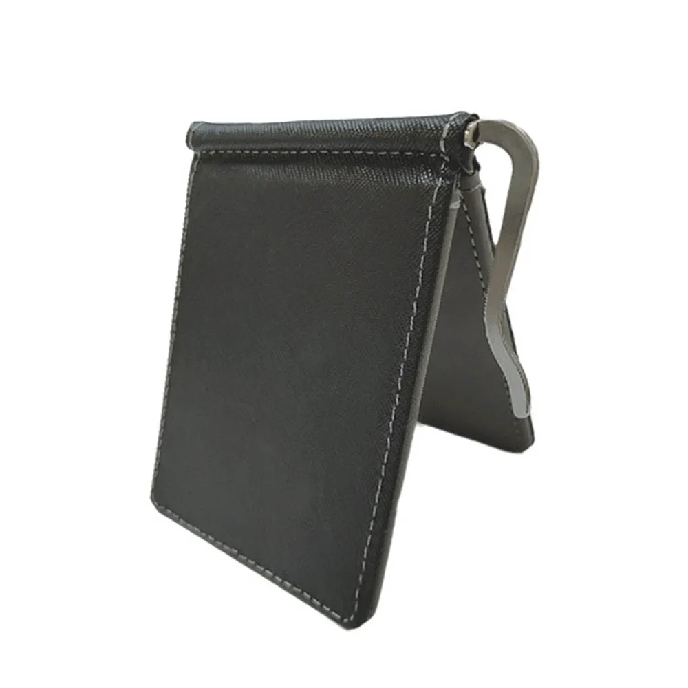 Realaiot 1PC Leather Men Money Clips Metal Solid Wallets Credit Dollar Purses ID Credit Card Purse Cash Holder With a Metal Clamp