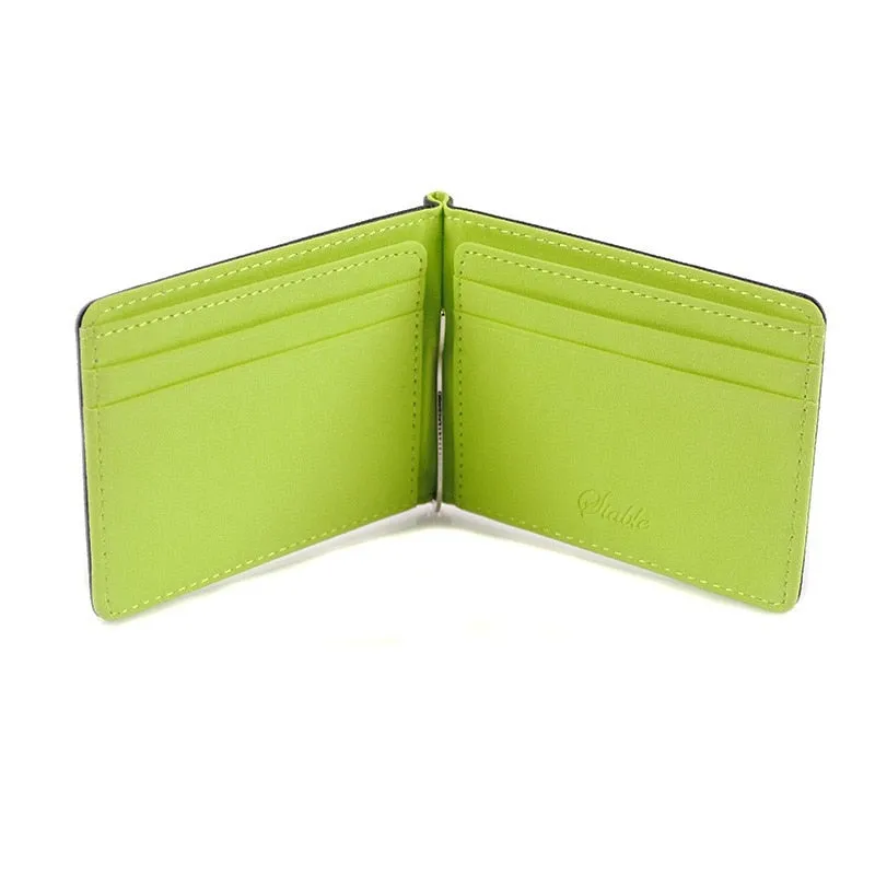 Realaiot 1PC Leather Men Money Clips Metal Solid Wallets Credit Dollar Purses ID Credit Card Purse Cash Holder With a Metal Clamp