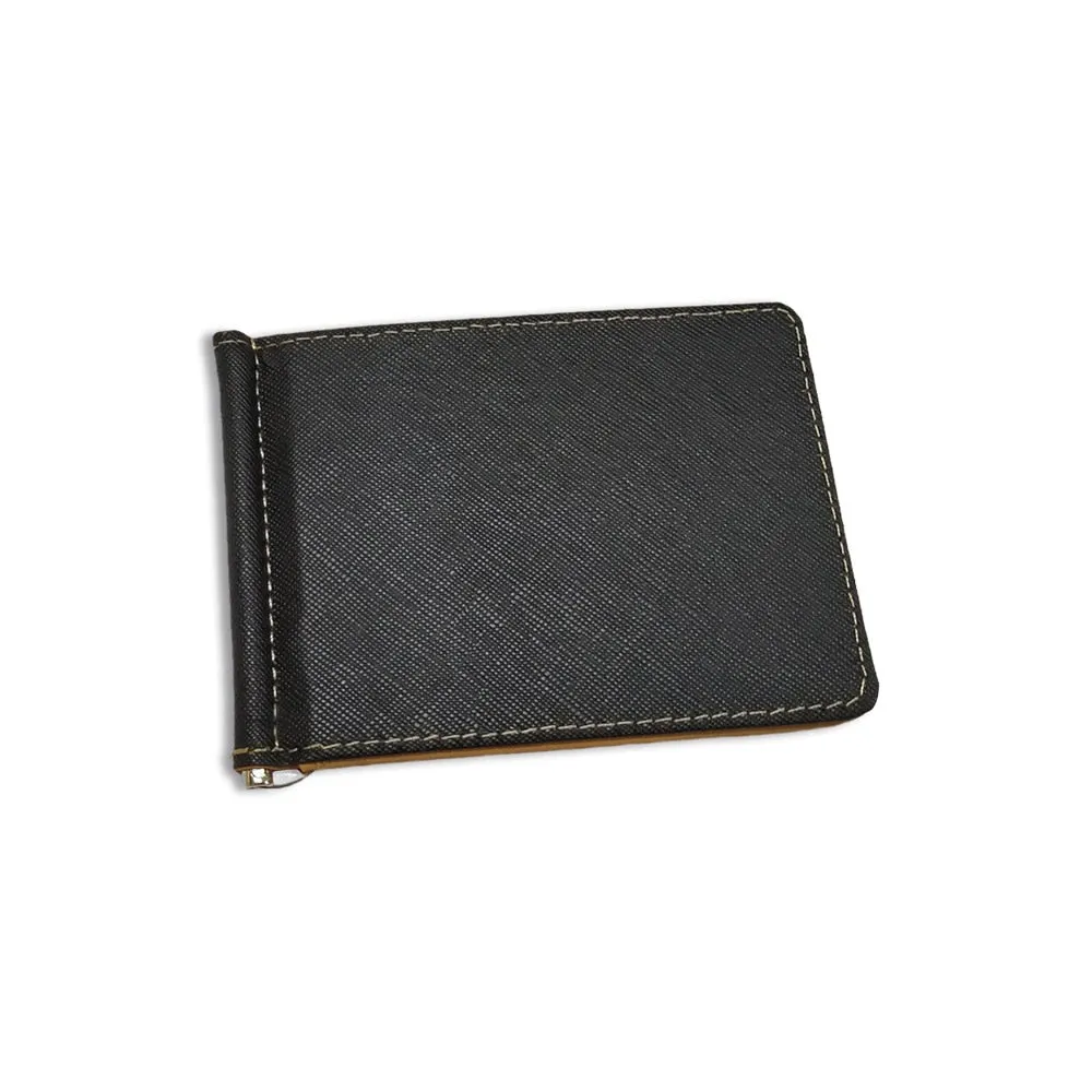 Realaiot 1PC Leather Men Money Clips Metal Solid Wallets Credit Dollar Purses ID Credit Card Purse Cash Holder With a Metal Clamp